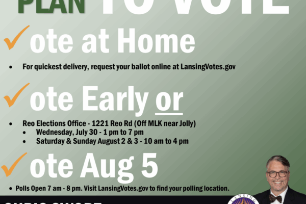 Lansing City Clerk Chris Swope will mail out over 22,000 absentee ballots and announces Early Voting Details for Primary Election